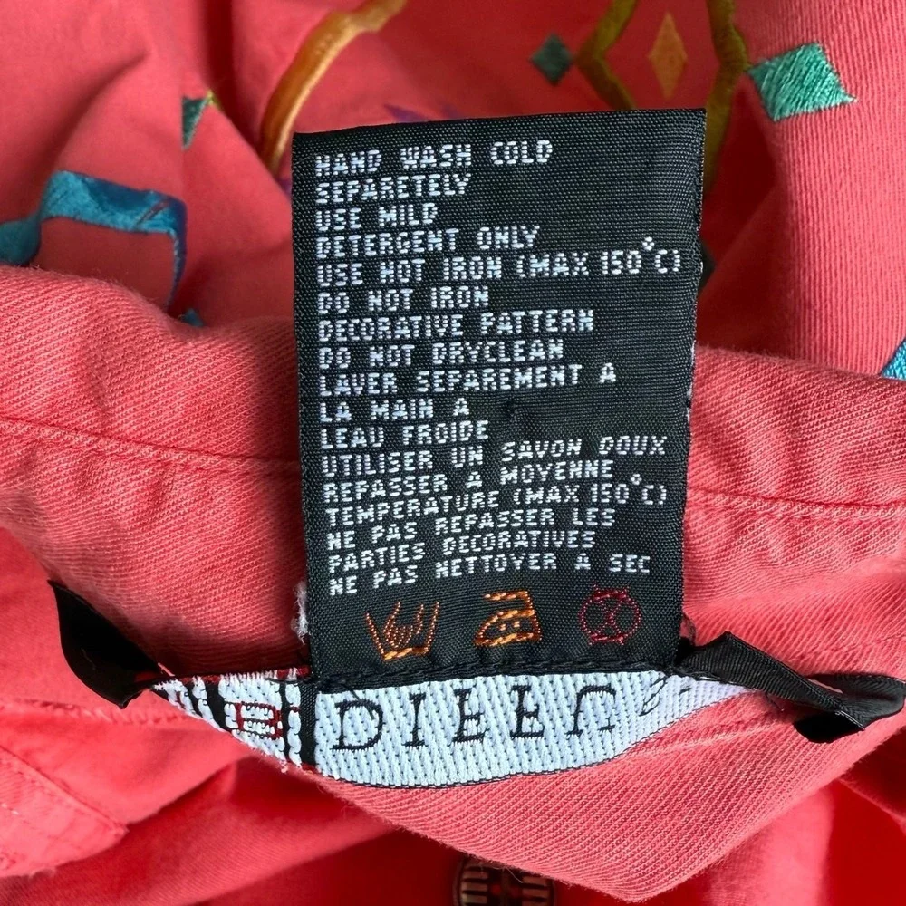 Vtg IB Diffusion Womens Western Shirt Plus 22W Coral Colorful Embroidery Cowgirl